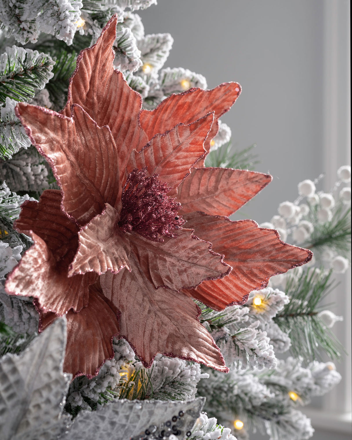 Artificial Poinsettia Flower, Pink, 32 cm