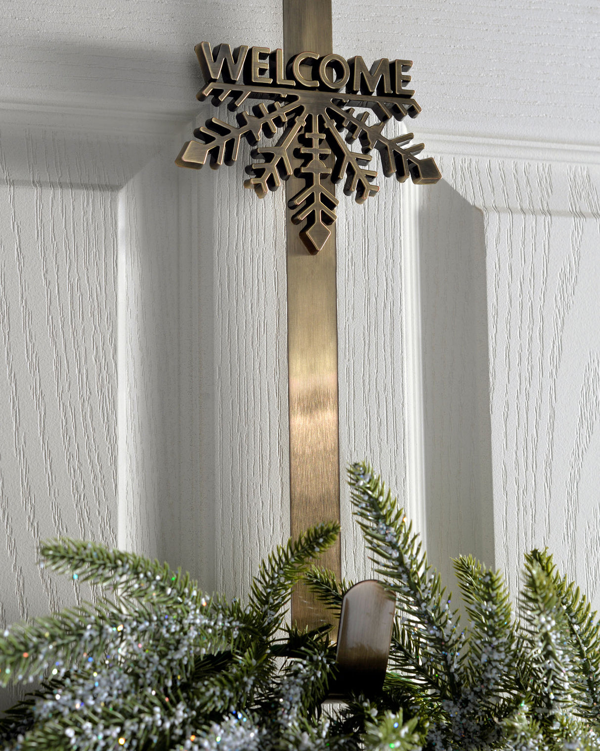 Welcome Wreath Door Hanger, Antique Gold, 38 cm