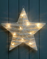 Pre-Lit Paper String and Gauze Star, White, 46 cm