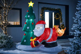 Pre-Lit Inflatable Christmas Tree with Santa & Dog, 7 ft
