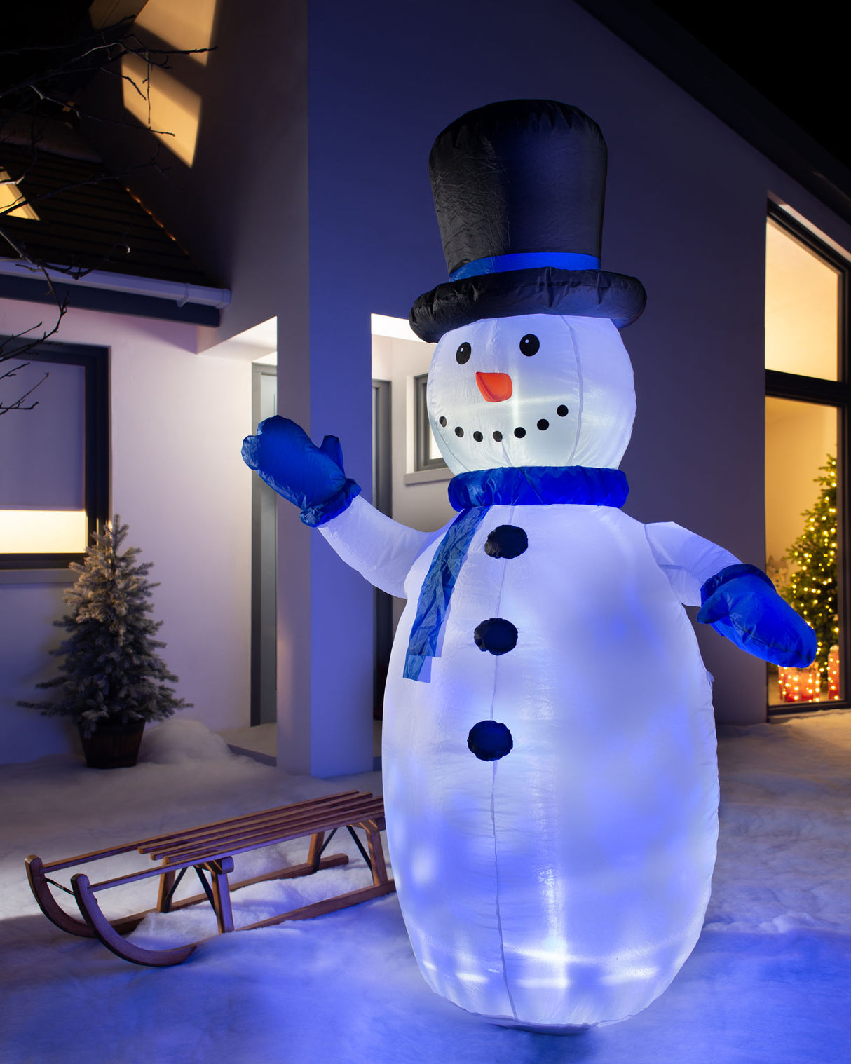 Pre-Lit Inflatable Animated Snowman, 6 ft