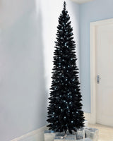 Pre-Lit Black Pencil Christmas Tree, 6.5 ft