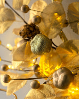Pre-Lit Decorated Autumnal Wreath, Gold, 45 cm