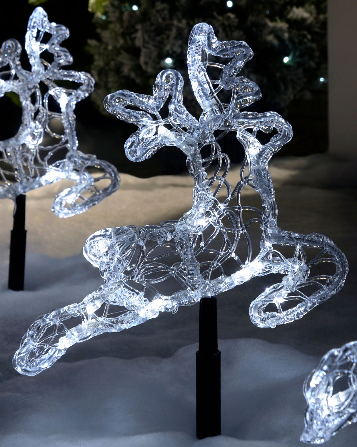Set of 4 Acrylic Reindeer Pathway Stake Lights, 25 cm