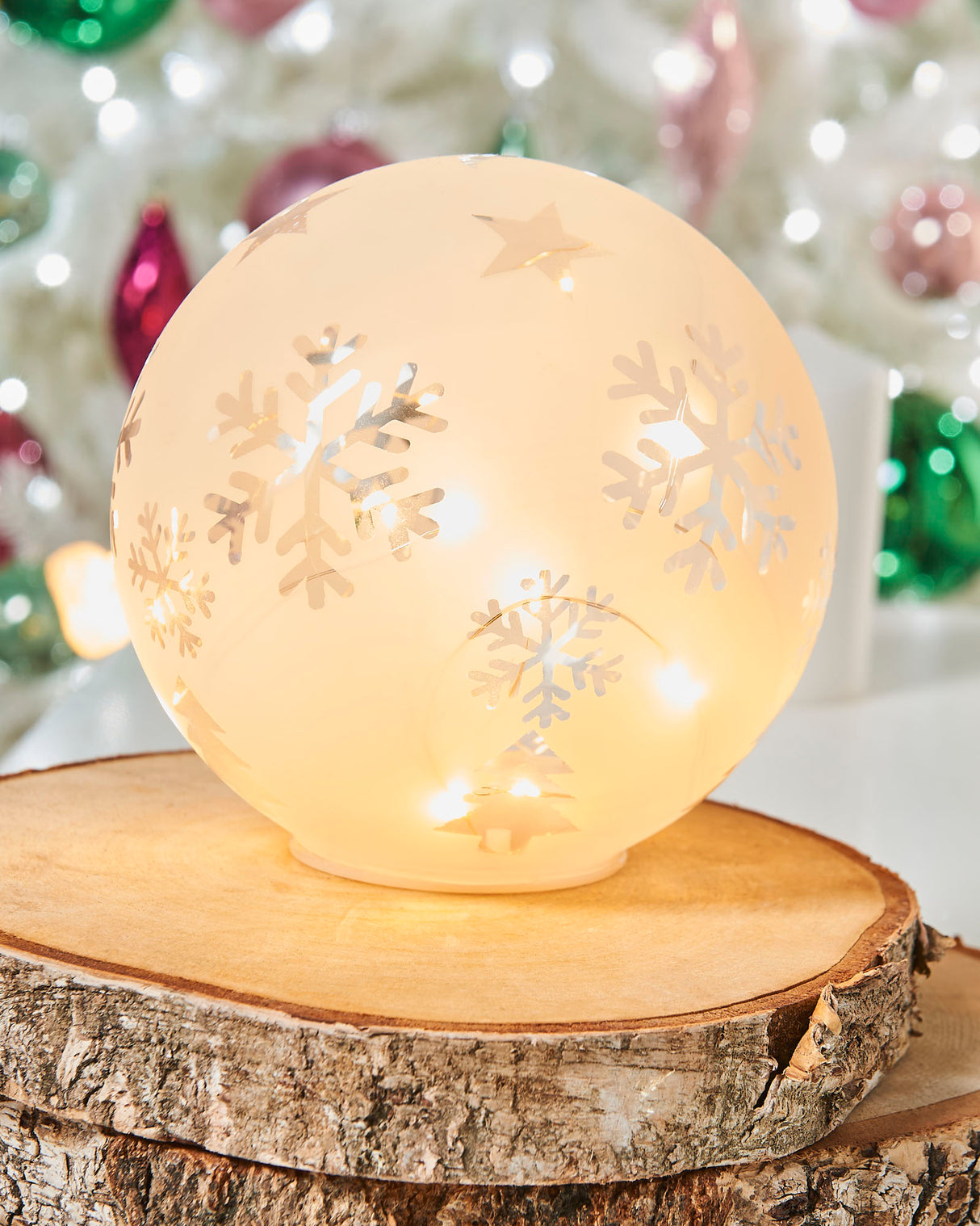 Frosted Glass Snowflake Lamp, 15 cm