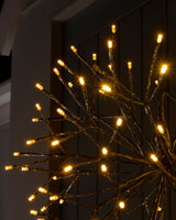 Pre-Lit Hanging Silver Branch Ball with Warm White LED Lights