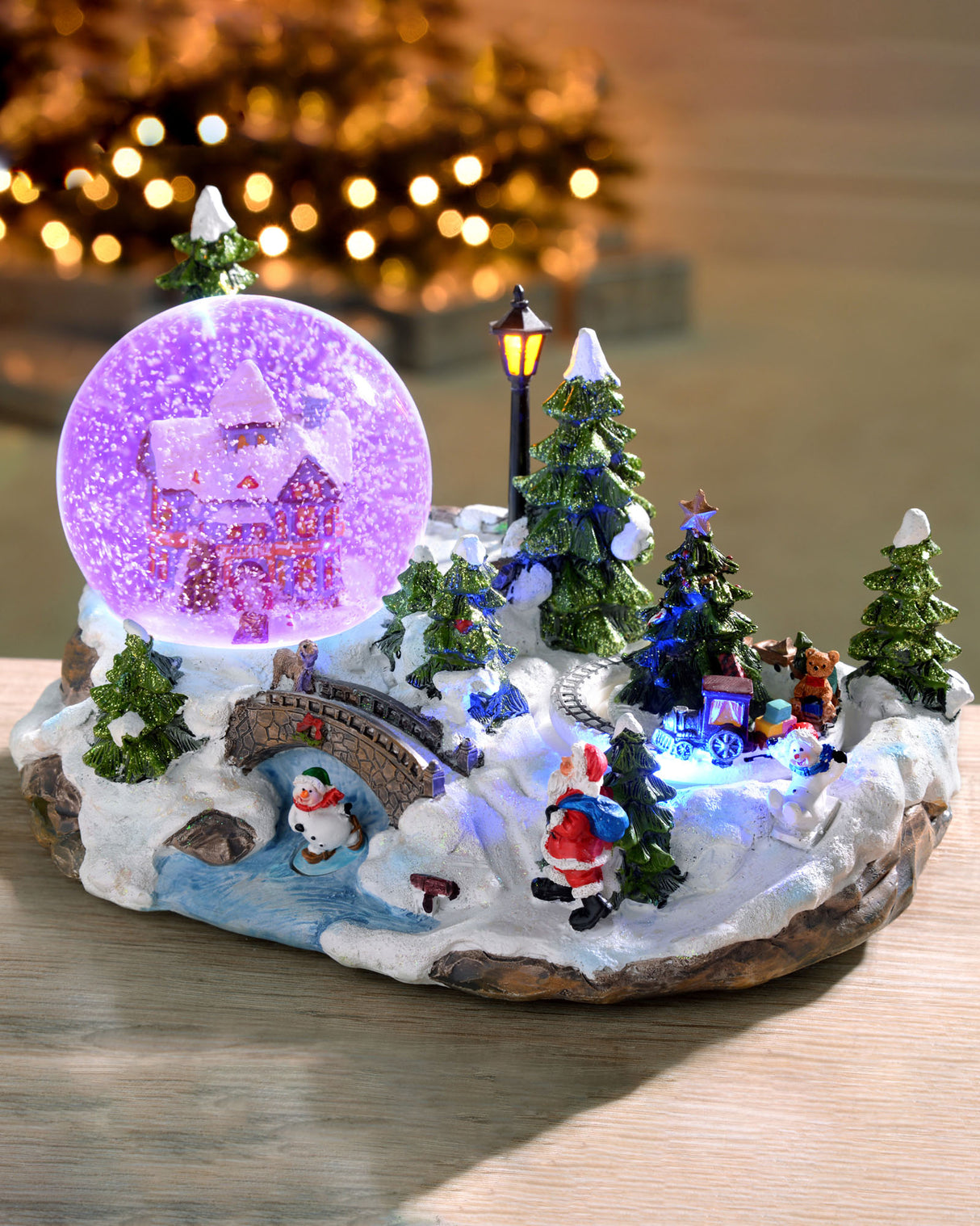Animated Village Scene Musical Snow Globe, 25 cm