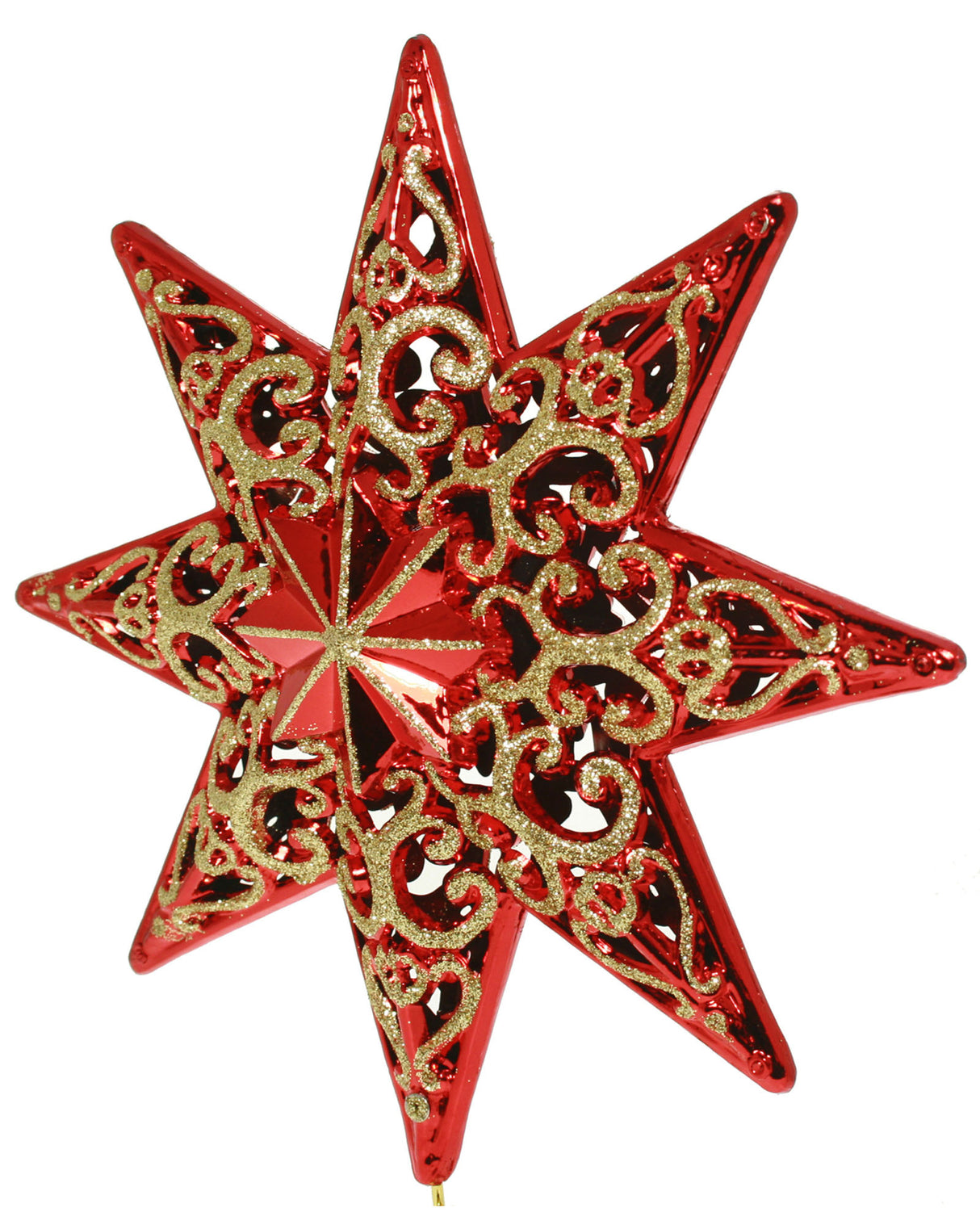 Shatterproof Deluxe Christmas Star Tree Topper with Glitter, 21 cm, Red