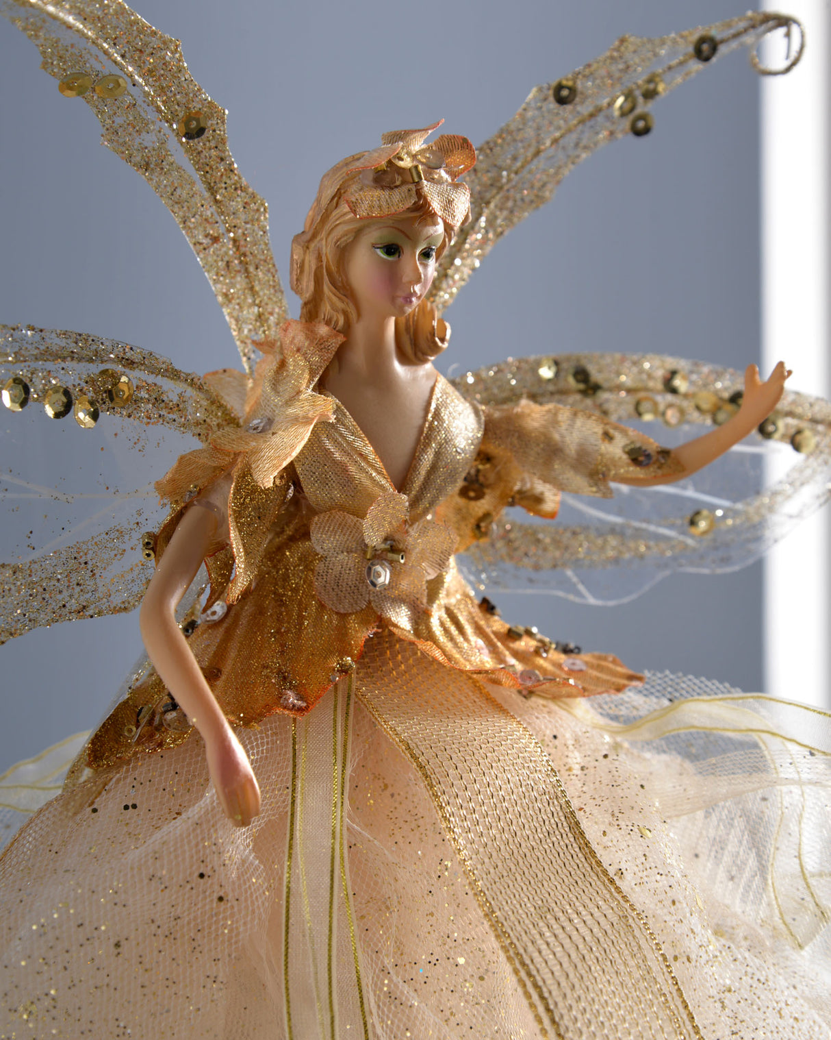 Fairy Christmas Tree Topper, Gold, 28 cm