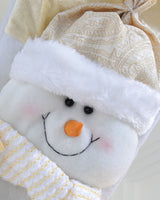 Snowman Stocking, Cream/Gold, 48 cm