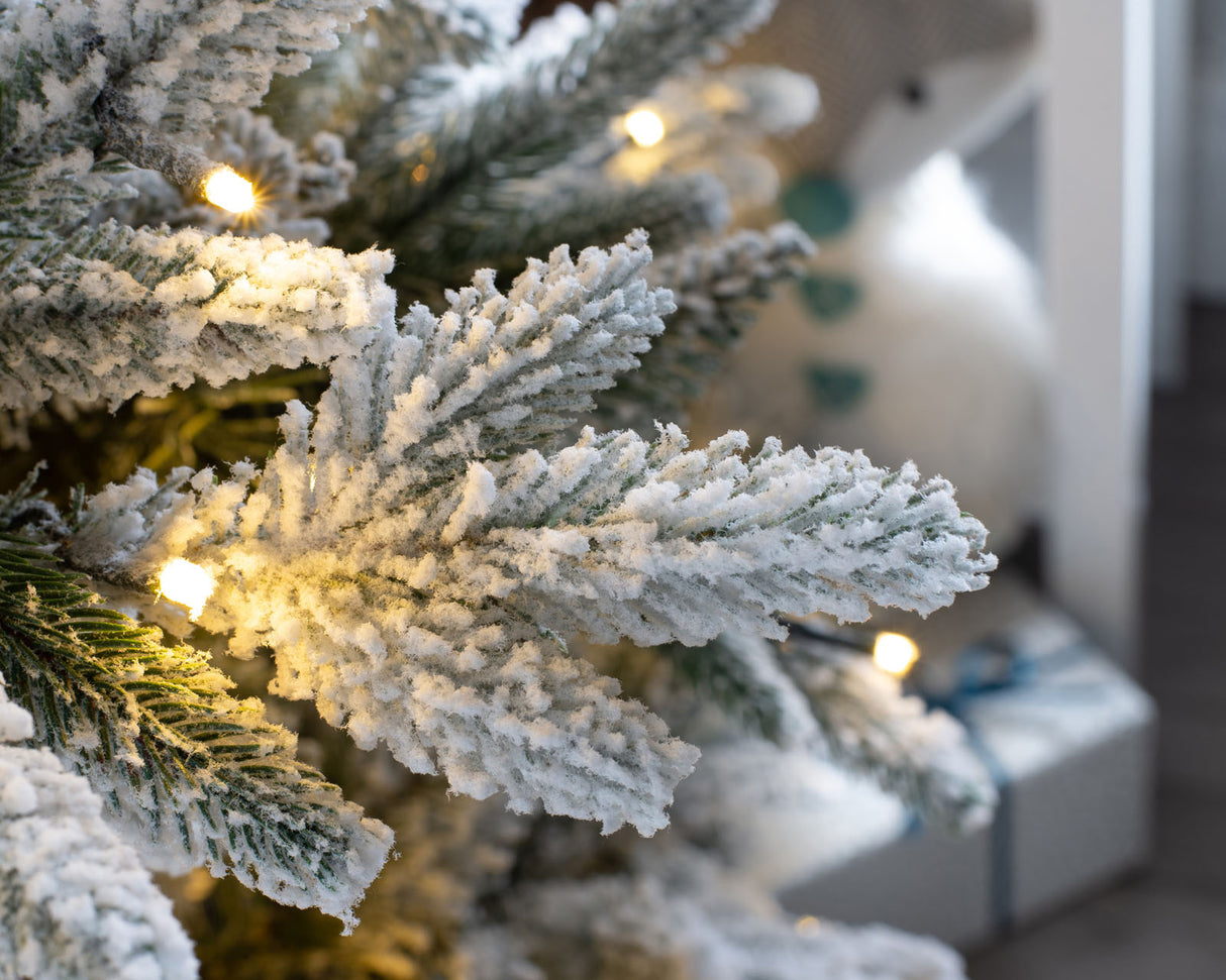 Pre-Lit Slim Snow Flocked Christmas Tree