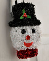 Pack of 3 Hanging Tinsel Snowman Decorations, 16 cm