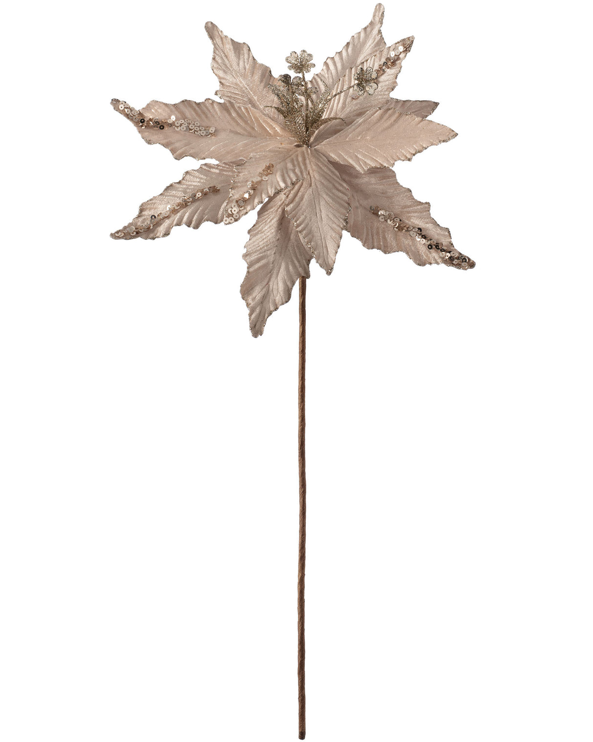 Artificial Poinsettia Flower, Gold, 32 cm