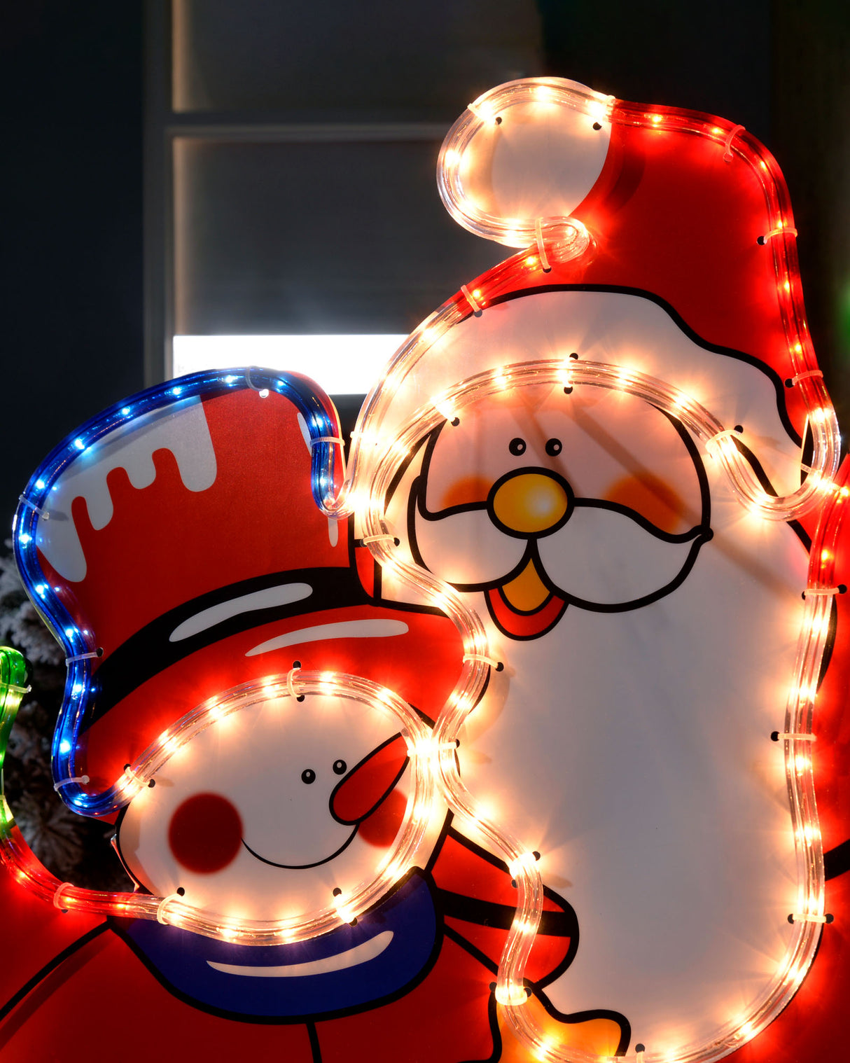 Santa and Snowman Rope Light Silhouette, 71 cm