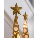 Set of 2, Pre-Lit Christmas Tree Decorations, Gold, 45 cm