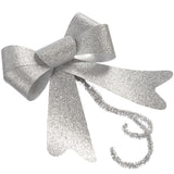 Set of 2 Glitter Bows, Silver, 15 cm