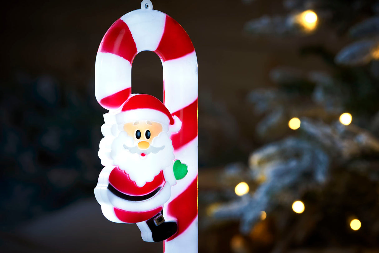 Set of 3 Candy Cane Pathway Stake Lights, 60 cm