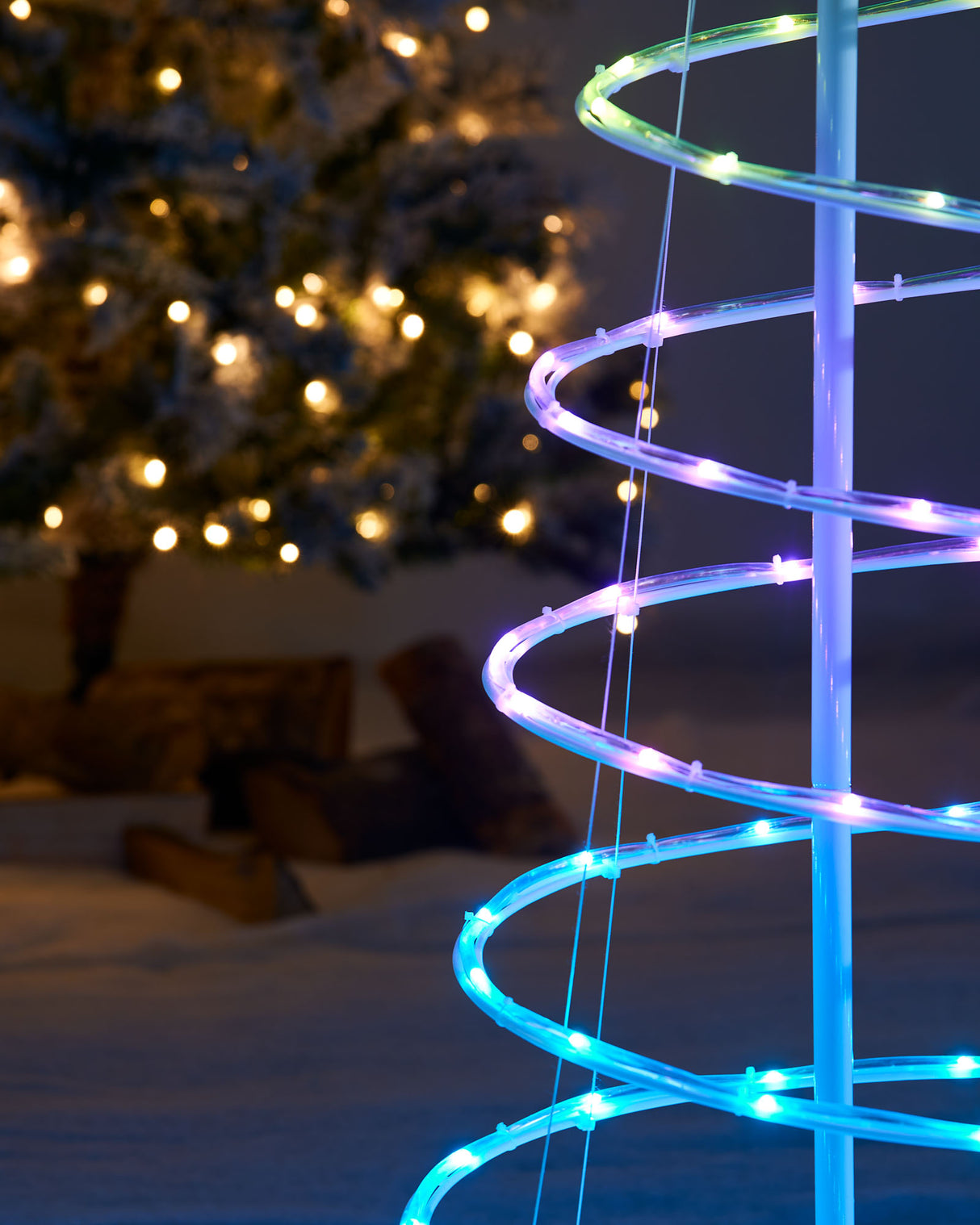 Spiral Rope Light Christmas Tree Silhouette, 5 ft