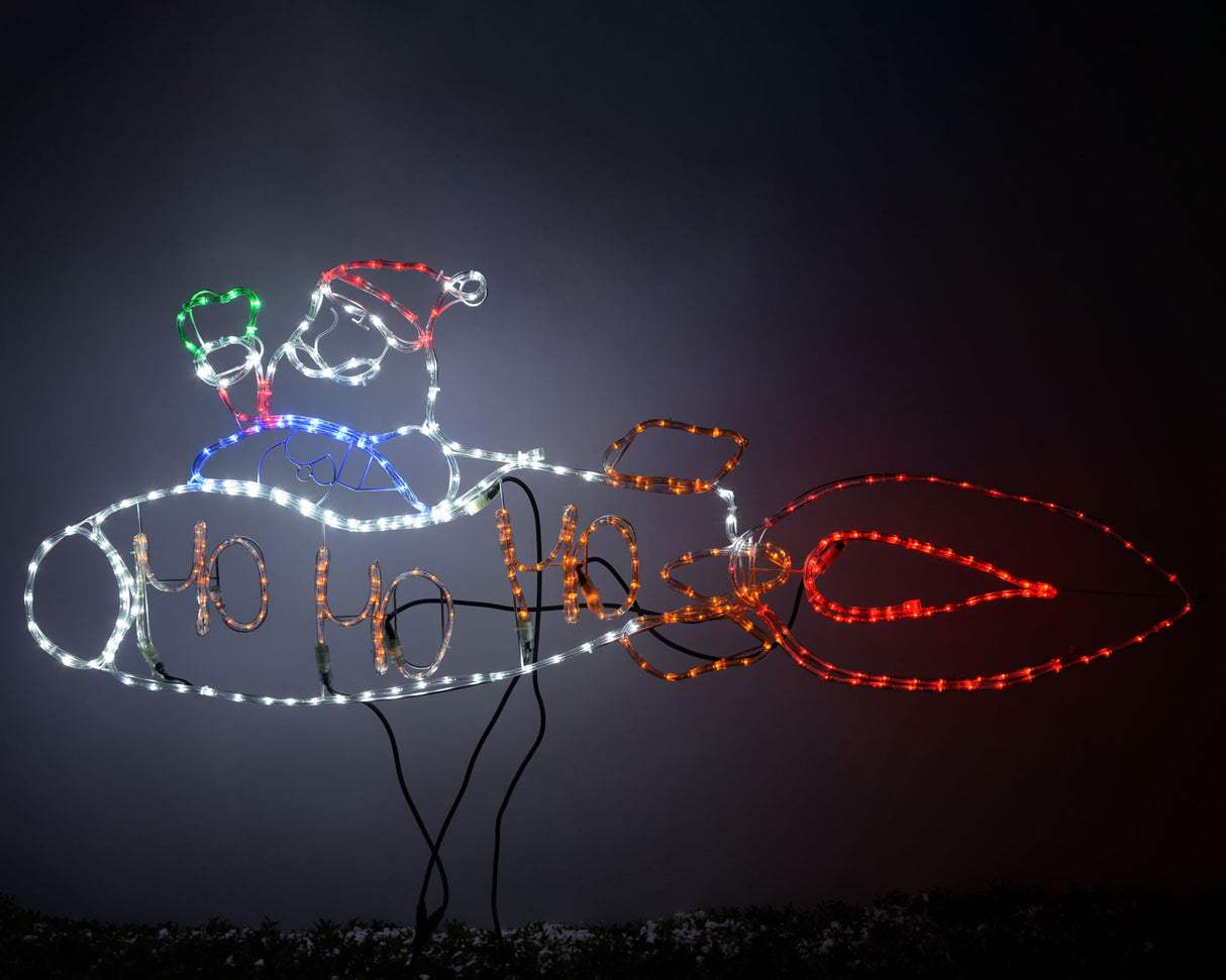 Animated Santa Rocket Rope Light Silhouette, 170 cm